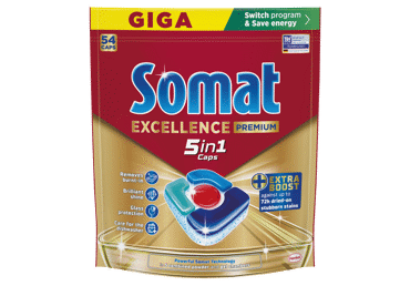 Indaplovių kapsulės "SOMAT Excellence Premium 5in1" 54 vnt.
