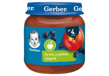 Obolių ir mėlynių tyrelė GERBER (nuo 4 mėn.), 125 g