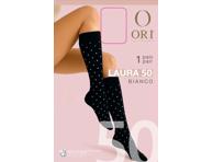 Moteriškos puskojinės ORI LAURA 50, one size, nero/white spots