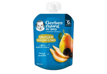 Kriaušių ir slyvų tyrelė GERBER, nuo 6 mėn., 80 g