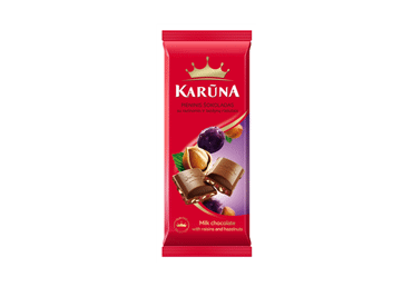 Šokoladas KARŪNA su riešutais ir razinomis, 90 g