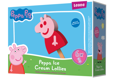 Ledai LEONE PEPPA PIG, vanilės, braškių skonio, 192 g