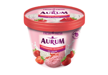 Ledai AURUM su braškių įdaru, braškių kokteilio skonio, 455 g