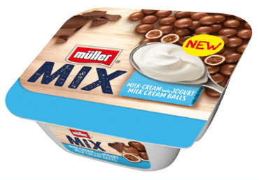 Jogurtas MÜLLER MIX šokoladinio skonio su kreminiais rutuliukais 130g 5,7%