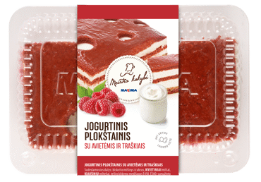 Jogurtinis plokštainis su avietėmis ir traškiais dribsniais, 1 kg