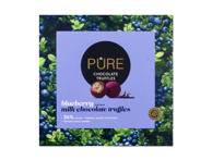 Pieninio šokolado triufeliai PURE CHOCOLATE su mėlynių kremo įdaru, 120 g