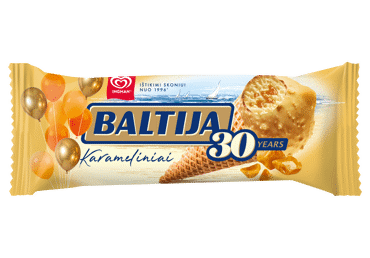 Valgomieji grietininiai ledai BALTIJA, karamelės skonio, 83 g - 2