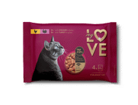 My Love visavertis konservuotas pašaras suaugusioms katėms su vištiena ir kalakutiena padaže, 4 x 85 g