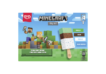 Valgomieji vaniliniai ledai MINECRAFT, šokolado skonio, 184 g