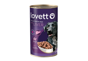 Konservuotas šunų ėdalas LOVETT su kepenėlemis, 1.25 kg