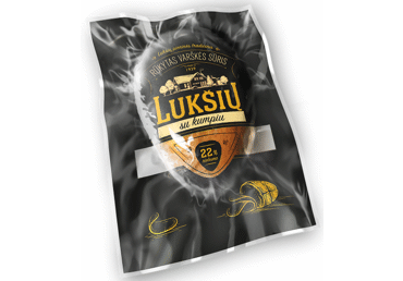 Rūkytas LUKŠIŲ varškės sūris su kumpiu, 22% rieb., 1 kg