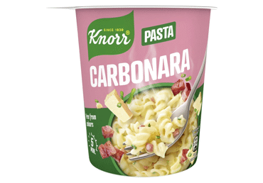 Greitai paruošiami makaronai KNORR su karbonarišku padažu, 55 g