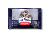 Konservuotas šuniukų ėdalas CLUB 4 PAWS su kalakutiena, 340 g