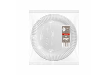 Vienkartinės lėkštės ILAJA WHITE, 18cm 20vnt.
