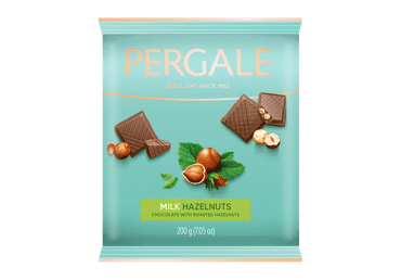 Pieninis šokoladas PERGALĖ su neskaldytais lazdynų riešutais, 200 g