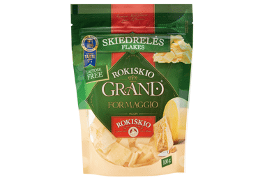 Tark. kietasis ROKIŠKIO sūris GRAND (skiedr.), 37% rieb.s.m., 100 g