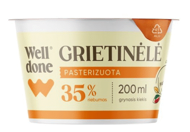 Grietinėlė WELL DONE, 35 % rieb., 200 ml - 2