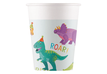 Popieriniai puodeliai DINOZAURŲ VAKARĖLIS, 200 ml, 8 vnt.