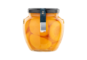 Nuluptos persikų puselės WELL DONE PREMIUM, lengvame sirupe, be kauliukų, 1,65 kg