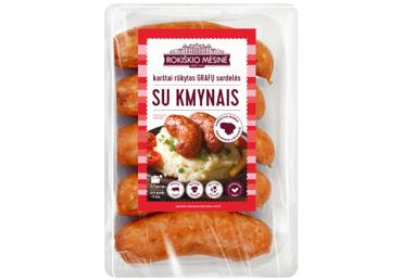 Karštai rūkytos GRAFŲ sardelės su kmynais, a. r., 400 g