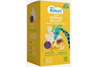 Ekologiški sausainiai HEY BABY bananų ir mangų skonio 6+, 21 g