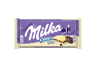 Baltasis šokoladas MILKA su sausainių OREO gabalėliais, 100 g