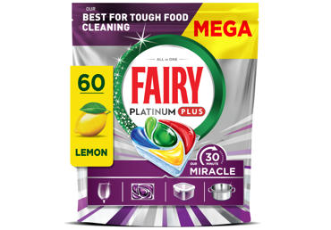 Automatinių indaplovių kapsulės FAIRY Platinum+ Lemon Miracle, 60vnt
