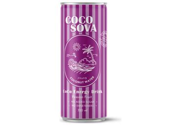 Gazuotas pasiflorų skonio energinis kokosų vandens gėrimas COCOSOVA, 320 ml