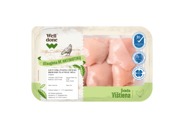Šv. viščiukų broil. šlaunelių mėsa be antibiotikų WELL DONE, 500 g