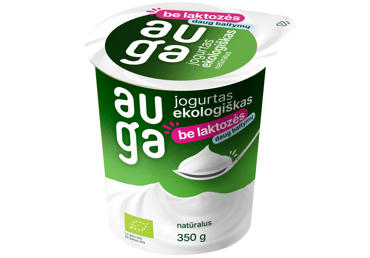 Ekologiškas natūralus jogurtas be laktozės AUGA, 4,3 % rieb., 350 g