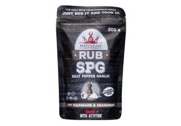 Prieskonių mišinys POPPAMIES SALT PEPPER GARLIC RUB, 200 g