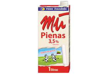 UAT pienas MŪ, 3,5 % rieb., 1 l