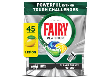 Automatinių indaplovių kapsulės FAIRY Platinum Lemon, 45vnt