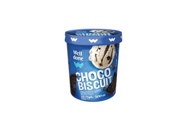Vaniliniai valgomieji ledai WELL DONE su šokolado sk. įdaru, 310 g
