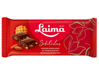 Pieninis šokoladas LAIMA su migdolais ir vafliais, 90 g
