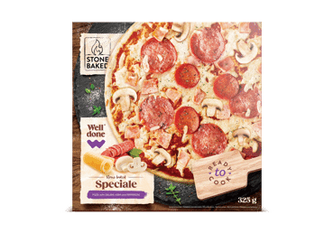Šaldyta pica su kumpiu, saliamiu ir pepperoni SPECIALE, WELL DONE, 325g
