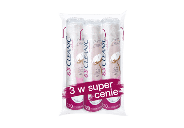 Vatos diskeliai CLEANIC PURE EFFECT, 3 x 120 vnt.