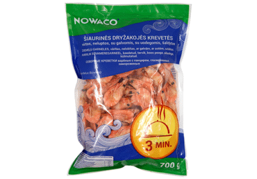 Šaldytos virtos šiaurinės krevetės NOWACO su kiautais, 700 g