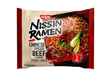 Greitai paruoš. makaronai NISSIN RAMEN SPICED BEEF, 66 g