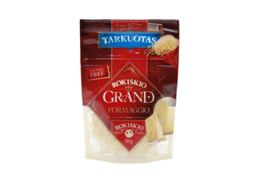 Tarkuotas kietasis ROKIŠKIO sūris GRAND, 37% RSM, 80 g