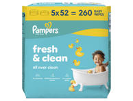 Kūdikių servetėlės PAMPERS Fresh Clean, Plastic Free, 5x52 vnt.