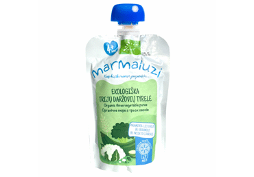 Ekologiška trijų daržovių tyrelė MARMALUZI (nuo 4 mėn.), 90 g