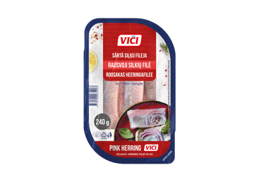 Rausvoji silkių filė VIČI aliejuje, 240 g