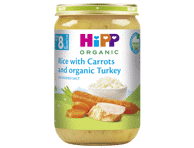 Ekol. ryžių ir morkų tyrelė HIPP su kalakutiena, nuo 8 mėn., 220 g