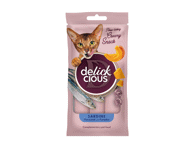 Delickcious™ Kreminiai skanėstai sardinių skonio su moliūgais. Pašaro papildas suaugusioms katėms, 60 gr