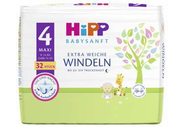 Draugiškos aplinkai sauskelnės HIPP BABY SANFT 4 (10-14 kg), 32 vnt.