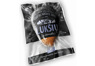 Rūkytas LUKŠIŲ varškės sūris su česnakais, 22% rieb., 1 kg