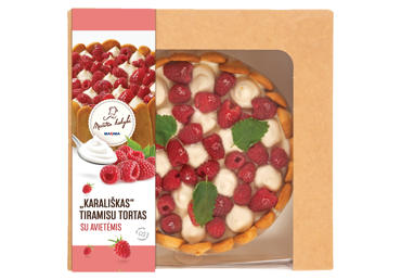 KARALIŠKAS TIRAMISU tortas su avietėmis, mažas, 1 kg
