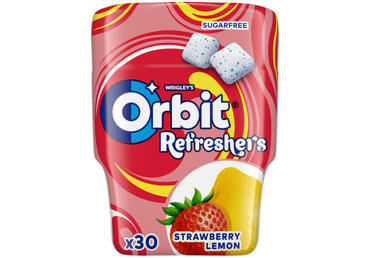 Kramtomoji guma ORBIT REFRESHERS, braškių ir citrinų skonio, 67 g