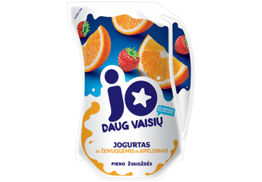 Jogurtas JO su žemuogėmis ir apelsinais, 2,5% rieb., 900 g